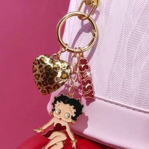 Betty Boop Leopard Love Glitter Keychain